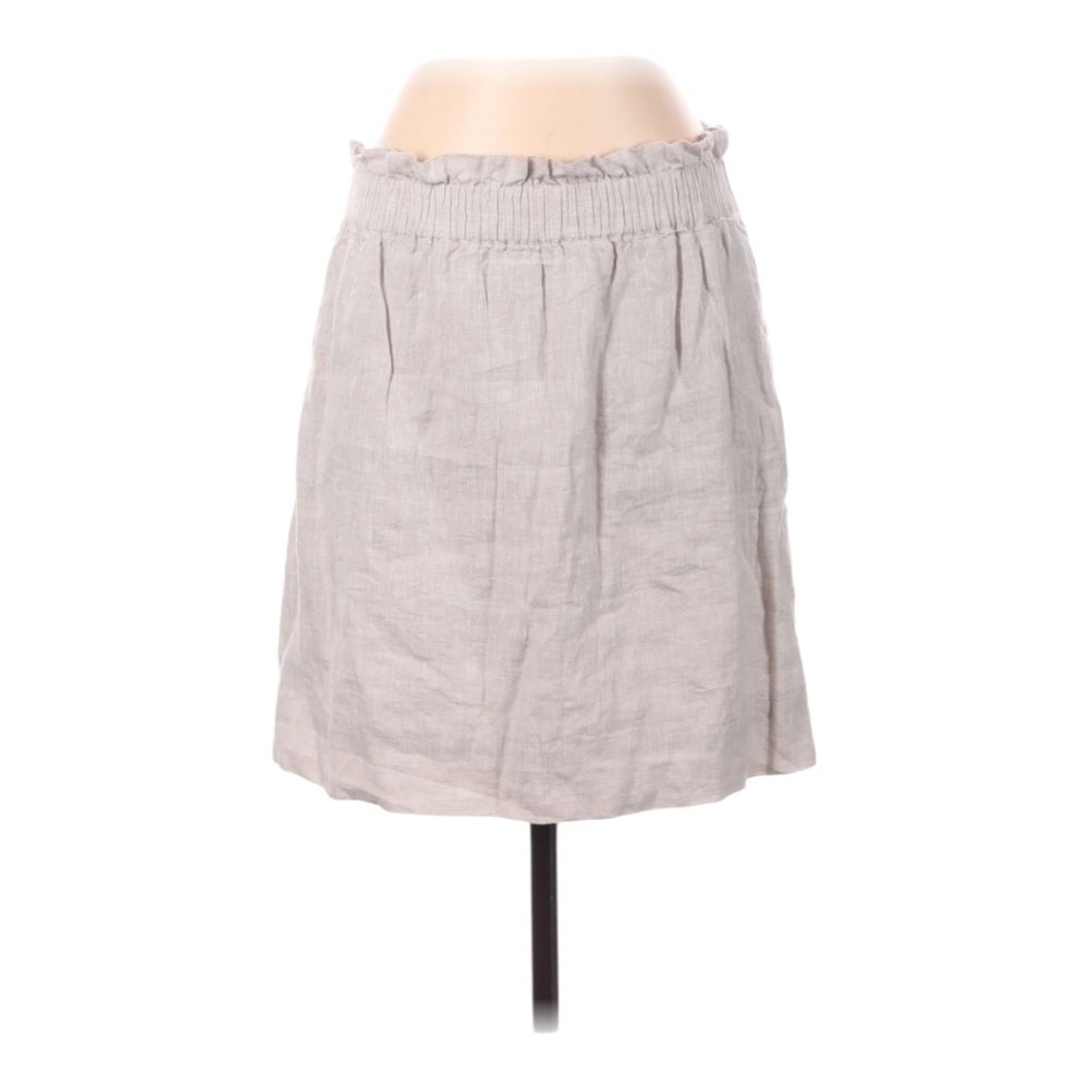 J. Crew Factory Skirt Womens Size:4 Smocked Linen Lined Beige A-Line Short Beach